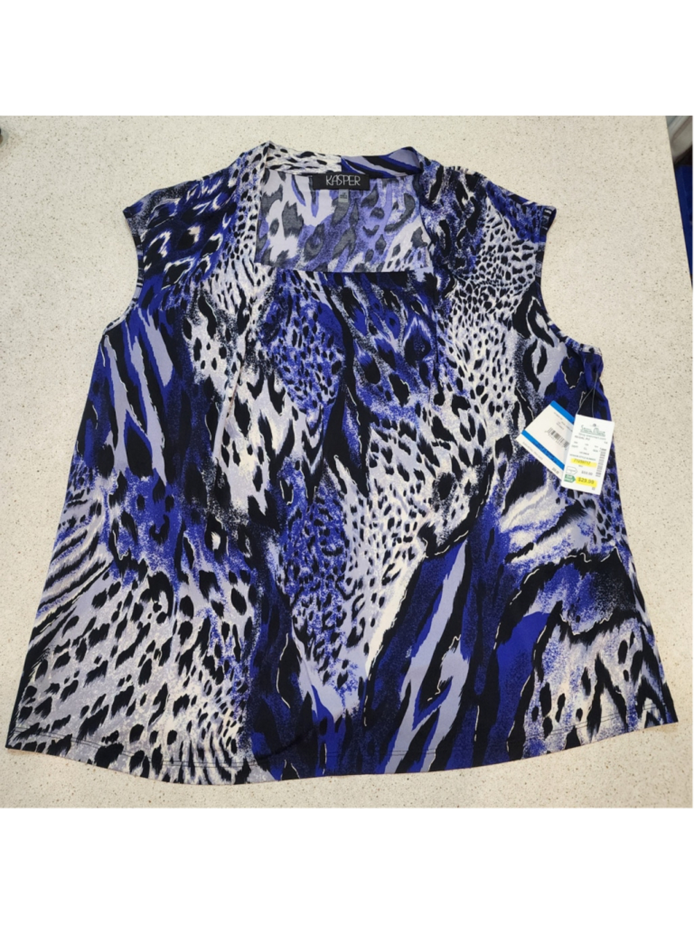 Kasper nwt 1x blue animal print top blouse